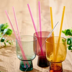 CASA Slurp Pajitas Reutiliz Juego De 6 Mezcla De 3 Colores Naranja, Morado, Rosa| Accesorios Coctéles