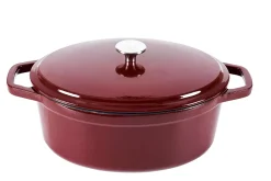 CASA Stew Olla Hierro Fundido Ovalado Rojo Oscuro| Ollas