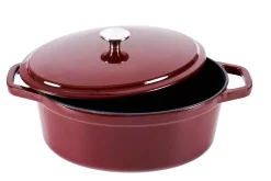 CASA Stew Olla Hierro Fundido Ovalado Rojo Oscuro| Ollas