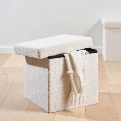 CASA Stor Puf Plegable Funcion Almac. Blanco| Pufs De Almacenaje