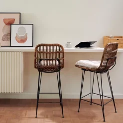 CASA Sumatra Silla De Bar Negro, Natural| Sillas De Bar