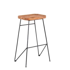 CASA Teak Taburete Bar Negro, Natural| Taburetes De Bar