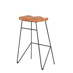 CASA Teak Taburete Bar Negro, Natural| Taburetes De Bar