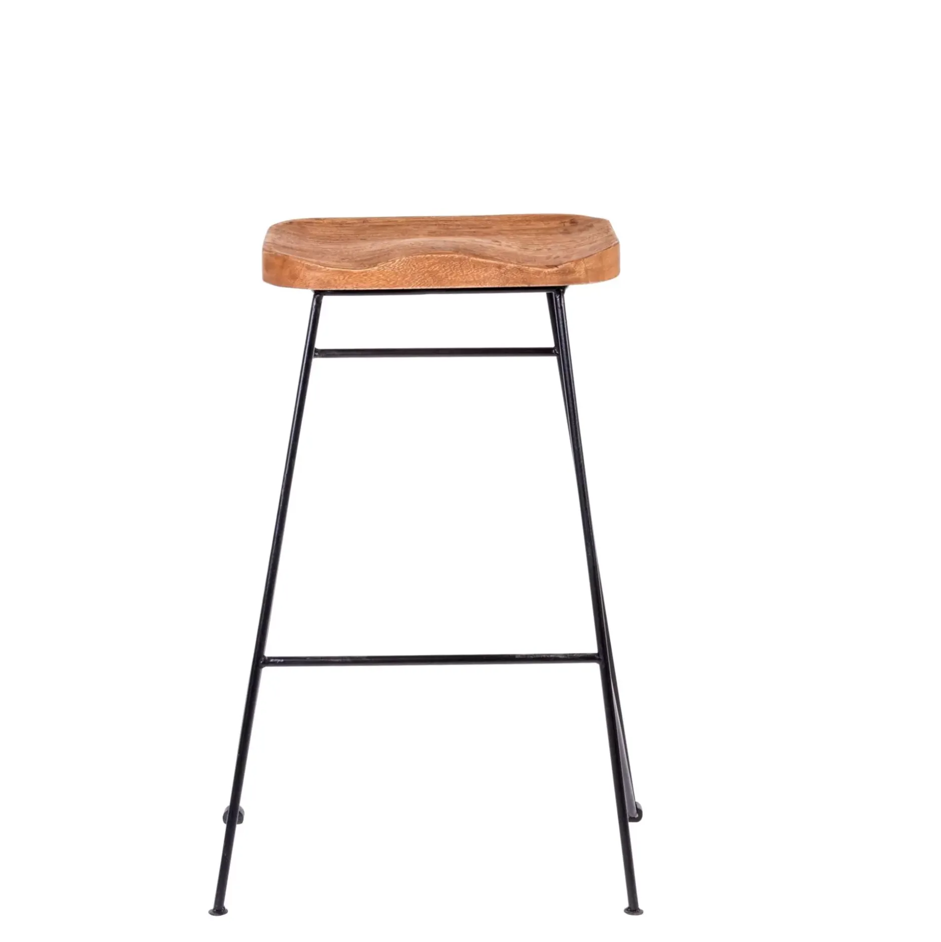 CASA Teak Taburete Bar Negro, Natural| Taburetes De Bar