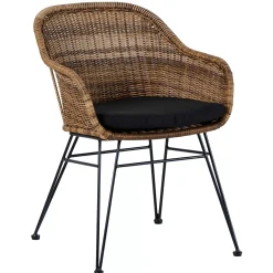 CASA Vienna Silla Comedor Negro, Natural| Sillas De Jardín