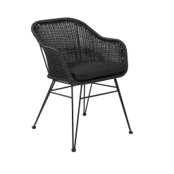 CASA Vienna Silla De Comedor Asiento Negro| Sillas De Jardín