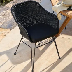 CASA Vienna Silla De Comedor Asiento Negro| Sillas De Jardín