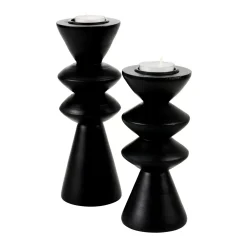 CASA Zigzag Soporte Para Vela Pequena Negro| Soprortes Para Velitas
